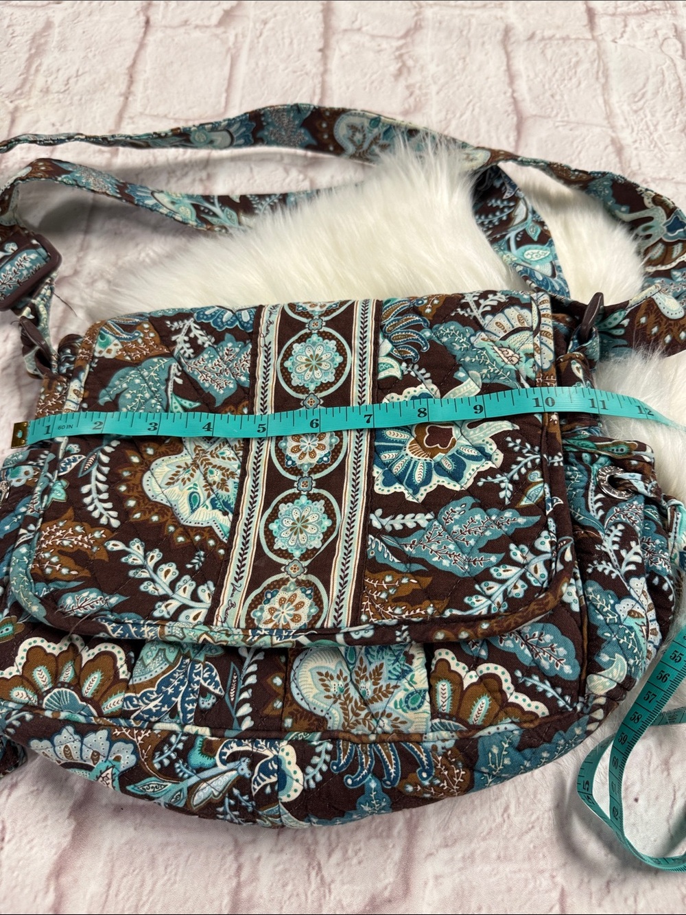 Vera Bradley Brown & Teal Quilted Paisley Crossbody with Matching Wallet - Picture 12 of 17
